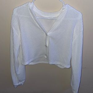 Solid button front waffle cardigan